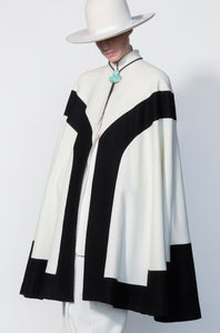 “Stairway Cloak" in Black and White winter cashmere