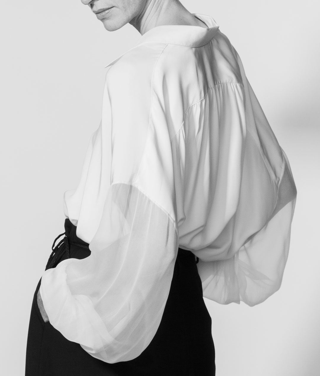 Lady Monk Blouse in White Silk