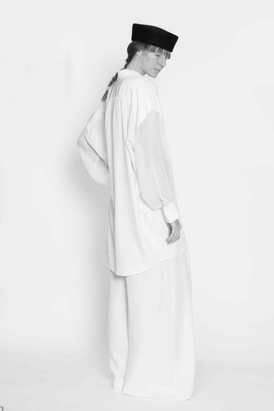 Lady Monk Blouse in White Silk