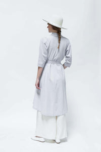 Georgia Seersucker Dress in White Cotton