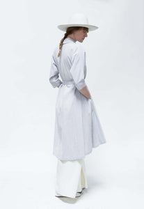 Georgia Seersucker Dress in White Cotton