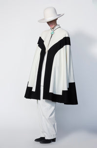 “Stairway Cloak" in Black and White winter cashmere